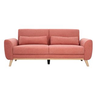 Canapé Scandinave 3 Places En Tissu Terracotta Et Bois Clair Ektor