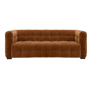 Canapé Design 3 Places En Tissu Effet Velours Terre Brûlée Corto