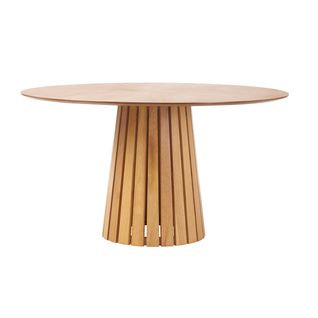 Table à Manger Ronde En Bois Clair Chêne D137 Cm Dita