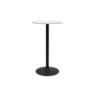 Table Haute Design Ronde Blanche Et Métal Noir D60 Cm Calista