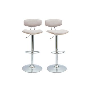 Tabourets De Bar Design Réglables En Tissu Effet Velours Texturé Beige Et Métal (lot De 2) Vasco