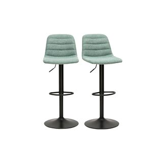 Tabourets De Bar Réglables En Tissu Effet Velours Texturé Céladon Et Métal (lot De 2) Saury