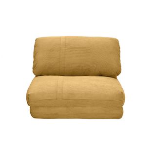 Chauffeuse 1 Place Convertible En Tissu Velours Côtelé Jaune Curry Spencer