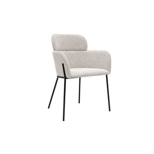 Chaise Design En Tissu Velours Chenille Beige Et Métal Noir Tulum