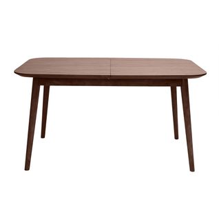 Table Extensible Rallonges Intégrées Rectangulaire En Bois Foncé Noyer L140-170 Cm Ank