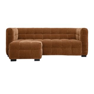 Canapé Design 3 Places Et Repose-pieds En Tissu Effet Velours Terre Brûlée Corto