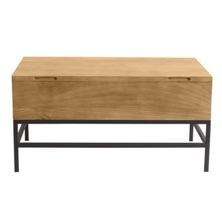 Table Basse Relevable Industrielle Bois Manguier Massif Et Métal Noir L90 Cm Ypster