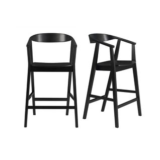 Tabourets De Bar Scandinaves En Bois Noir (lot De 2) Bahia