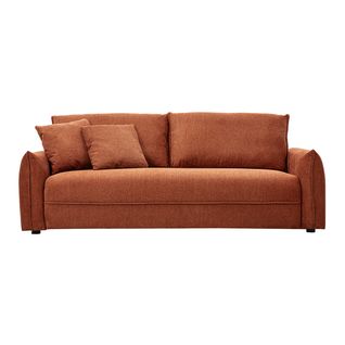 Canapé 3 Places En Tissu Effet Velours Texturé Terre Brûlée Pio