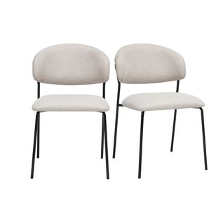 Chaises En Tissu Effet Velours Texturé Beige Et Métal Noir (lot De 2) Benta