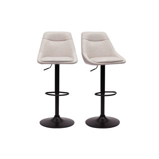 Tabourets De Bar Réglables Pivotants En Tissu Effet Velours Texturé Beige (lot De 2) Aless