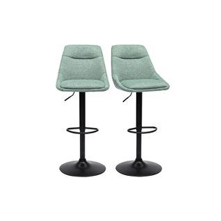 Tabourets De Bar Réglables Pivotants En Tissu Effet Velours Texturé Vert Céladon (lot De 2) Aless