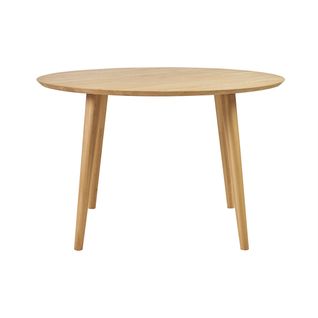 Table à Manger Ronde En Bois Clair Chêne Massif D120 Cm Oksana
