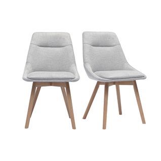 Chaises En Tissu Effet Velours Texturé Gris Clair Et Bois Clair (lot De 2) Aless
