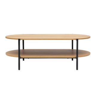 Table Basse Ovale Finition Bois Clair Chêne Et Métal L115 Cm Bruna