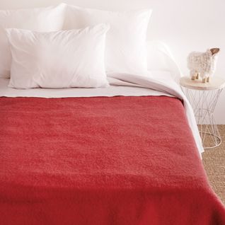 Couverture Pure Laine Vierge Woolmark 500g/m² Volta 240x300 Cm Rouge Bois De Rose