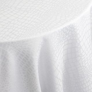 Nappe Ovale 180x300 Cm Jacquard 100% Polyester Lounge Blanc