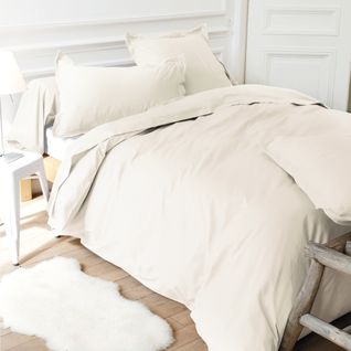 Drap Housse Uni 160x220 Cm Bonnet 30 Cm Coton Alto Crème