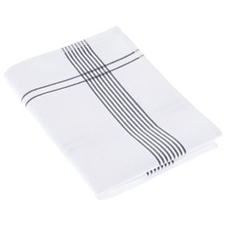 Torchon De Cuisine 50x70 Cm Nid D'abeille Waffle Piquet Blanc Filet Gris