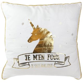 Coussin 40x40 Cm Licorne Or