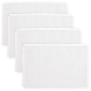 Lot De 4 Sets De Table Frange Blanc