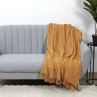 Jeté De Canapé 130x160 Cm Sofia Jaune Ocre