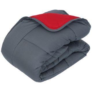 Couette Hiver 260x240 Cm Cocoon Bicolore Gris/rouge Garnissage Fibre Polyester 400g/m2