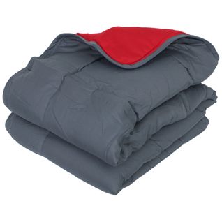 Couette Été 240x220 Cm Cocoon Bicolore Gris/rouge Garnissage Fibre Polyester 200g/m2