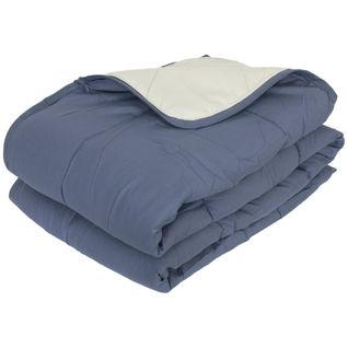 Couette Été 260x240 Cm Cocoon Bicolore Petrole/mastic Garnissage Fibre Polyester 200g/m2