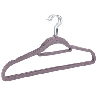 Lot De 5 Cintres Avec Barre Floqué Velours Gris