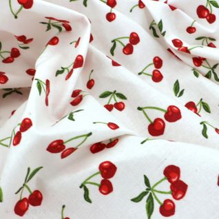 Nappe Rectangle Enduit 150x300 Cm Cerises Blanc