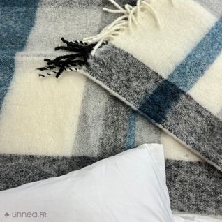 Plaid 130x180 Cm Iseo En Alpaga Bleu Paon