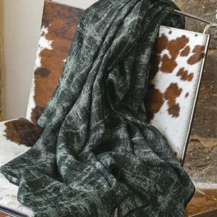 Plaid 145x170 Cm Delft En Laine Vert Épicéa