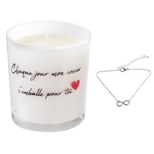 Bougie Parfumée Fleurs De Printemps Malaga Blanche + Bracelet Surprise