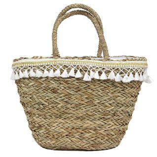 Sac De Plage Pop Playa Jonc De Mer Tressée Et Perles Blanches