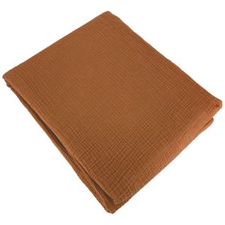 Parure De Lit 240x220 Cm Double Gaze De Coton Gazgaz Caramel 3 Pièces