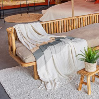 Plaid Franges 150x180 Cm Luanda Coton Et Matières Mixtes Naturel Camel