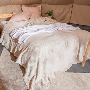 Plaid Réversible 125x180 Cm Jaipur En Coton Stone-washed Blanc