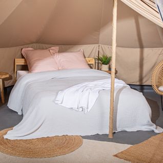 Plaid Réversible 125x180 Cm Jaipur Coton Stone-washed Gris Perle