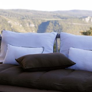 Housse D'édredon Prelude 80x200 Cm Lin Et Coton Lavé Noir Café