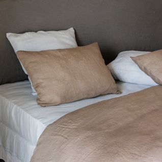 Taie De Traversin Uni 195x43 Cm 100% Lin Lavé Sonate Marron Tabac