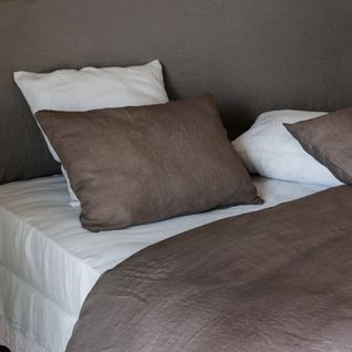 Housse De Couette 240x220 Cm Lin Lavé Sonate Noir Café