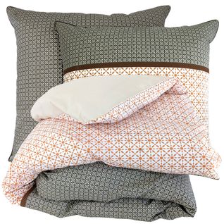 Parure De Lit 260x240 Cm Percale Coton Gabin Marron Epice 3 Pièces