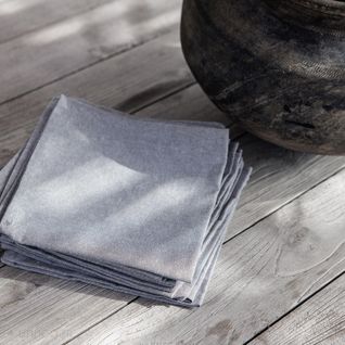Lot De 6 Serviettes De Table 45x45 Cm Yuco Coton Basalte