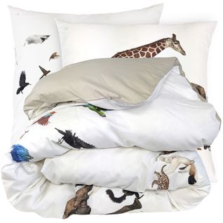 Parure De Lit 140x200 Cm 65x65 Cm Percale De Coton Noé Blanc 2 Pièces