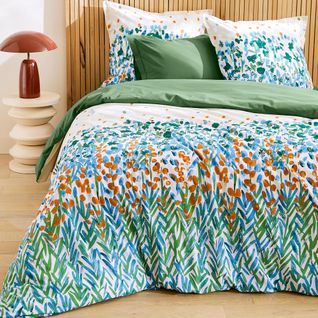 Housse De Couette 280x240 Cm En Coton Évasion Blanc Vert