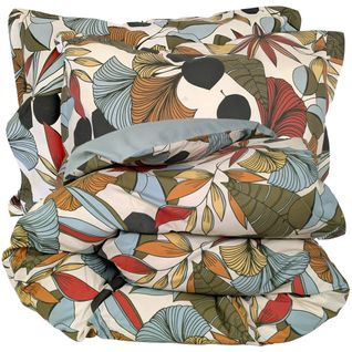 Parure Percale De Coton 140x200 Cm 50x70 Cascade Vert Sauge 2 Pièces