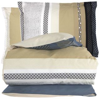 Parure De Lit 260x240 Cm 50x70 Cm Percale Coton Marlow Acier