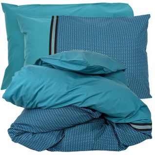 Parure De Lit 200x200 Cm 50x70 Percale Gustav Vert Emeraude 3 Pièces