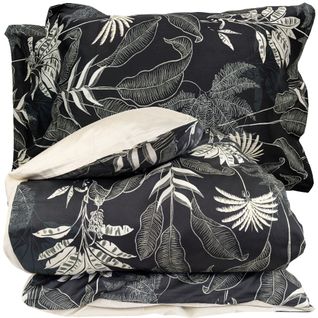 Parure De Lit 240x220 Cm 50x70 Cm Satin Cayenne Noir Ebène 3 Pièces